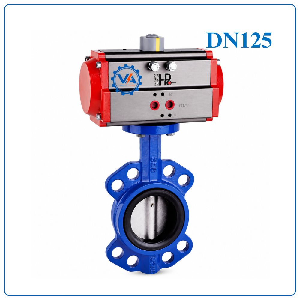 Van bướm gang điều khiển khí nén DN125