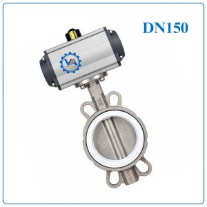 Van bướm inox điều khiển khí nén DN150