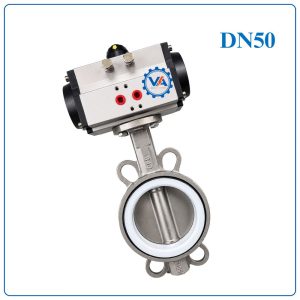 Van bướm inox điều khiển khí nén DN50