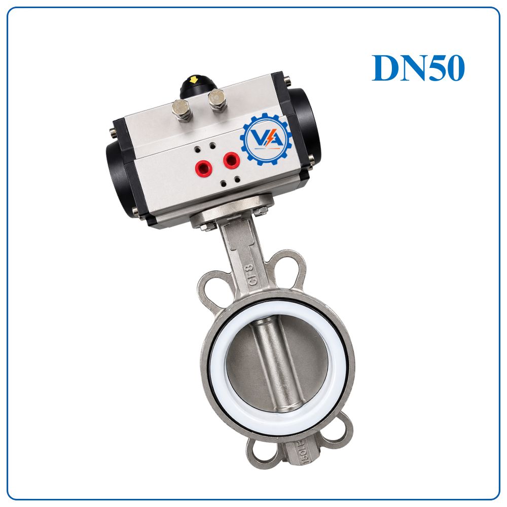 Van bướm inox điều khiển khí nén DN50