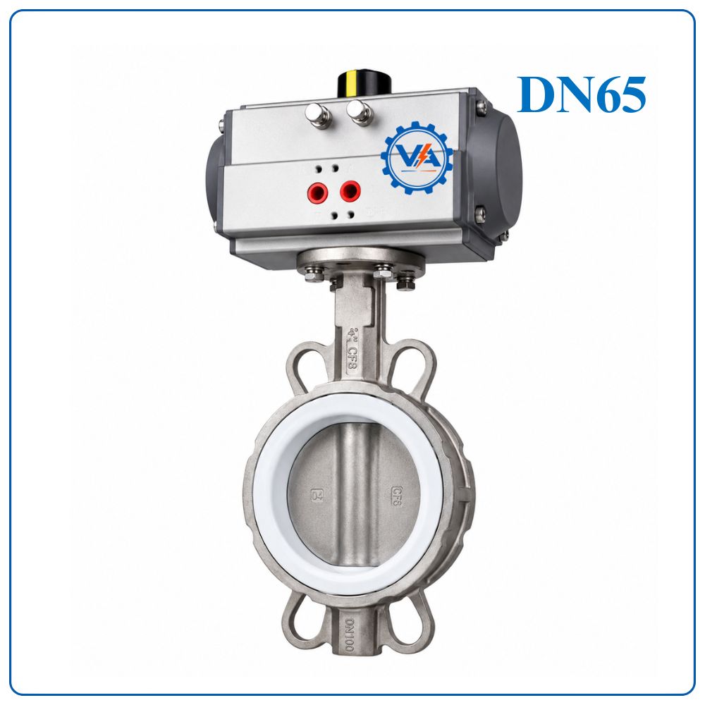Van bướm inox điều khiển khí nén DN65
